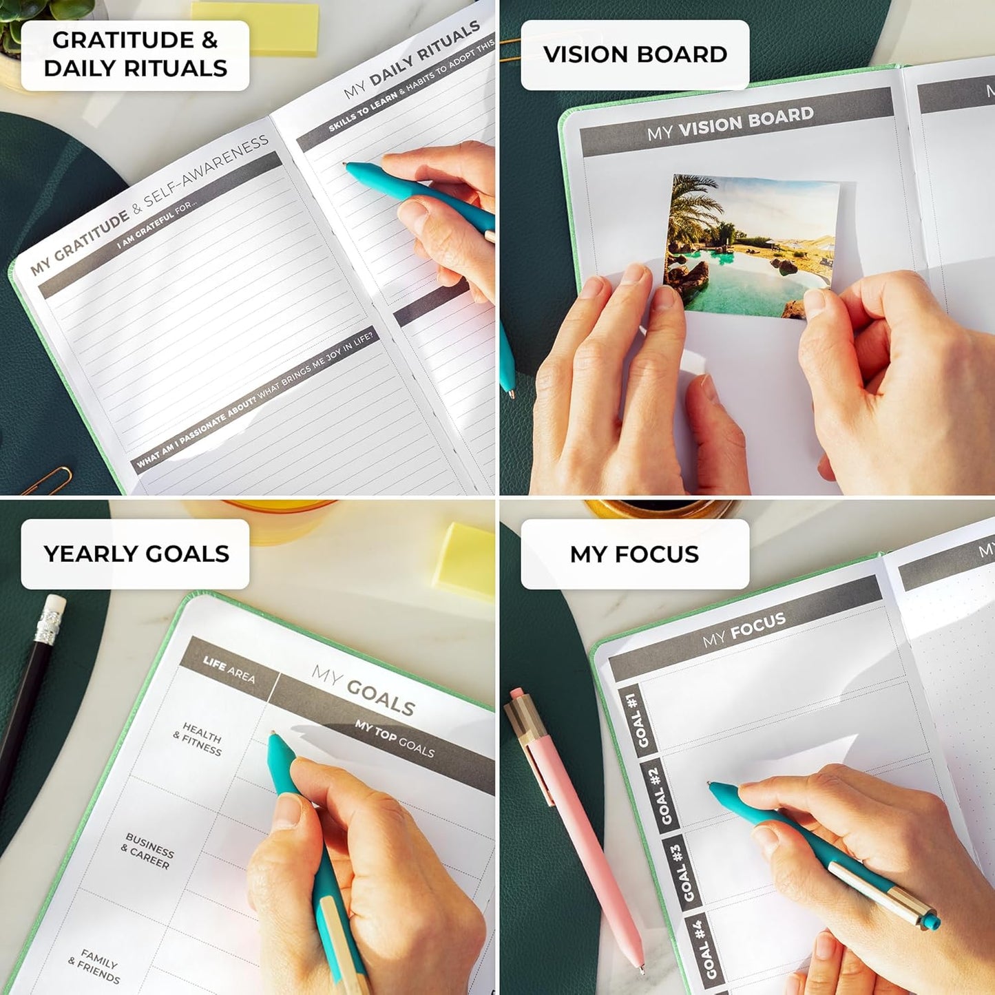 Clever Fox Daily Planner – Undated Planning Notebook with Hourly Schedule & To-Do List – Personal Day Task & Work Organizer, 6 Months (Mint Green)