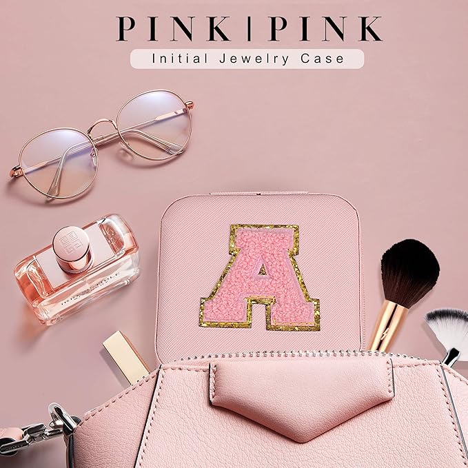 Parima Teen Girl Gifts Trendy Stuff for Girls, Pink Jewelry Box for Teen Girl | Travel Must Have Jewelry Box for Girls | Birthday Gifts for Girl | Graduation Travel Gifts - Letter B, Pink