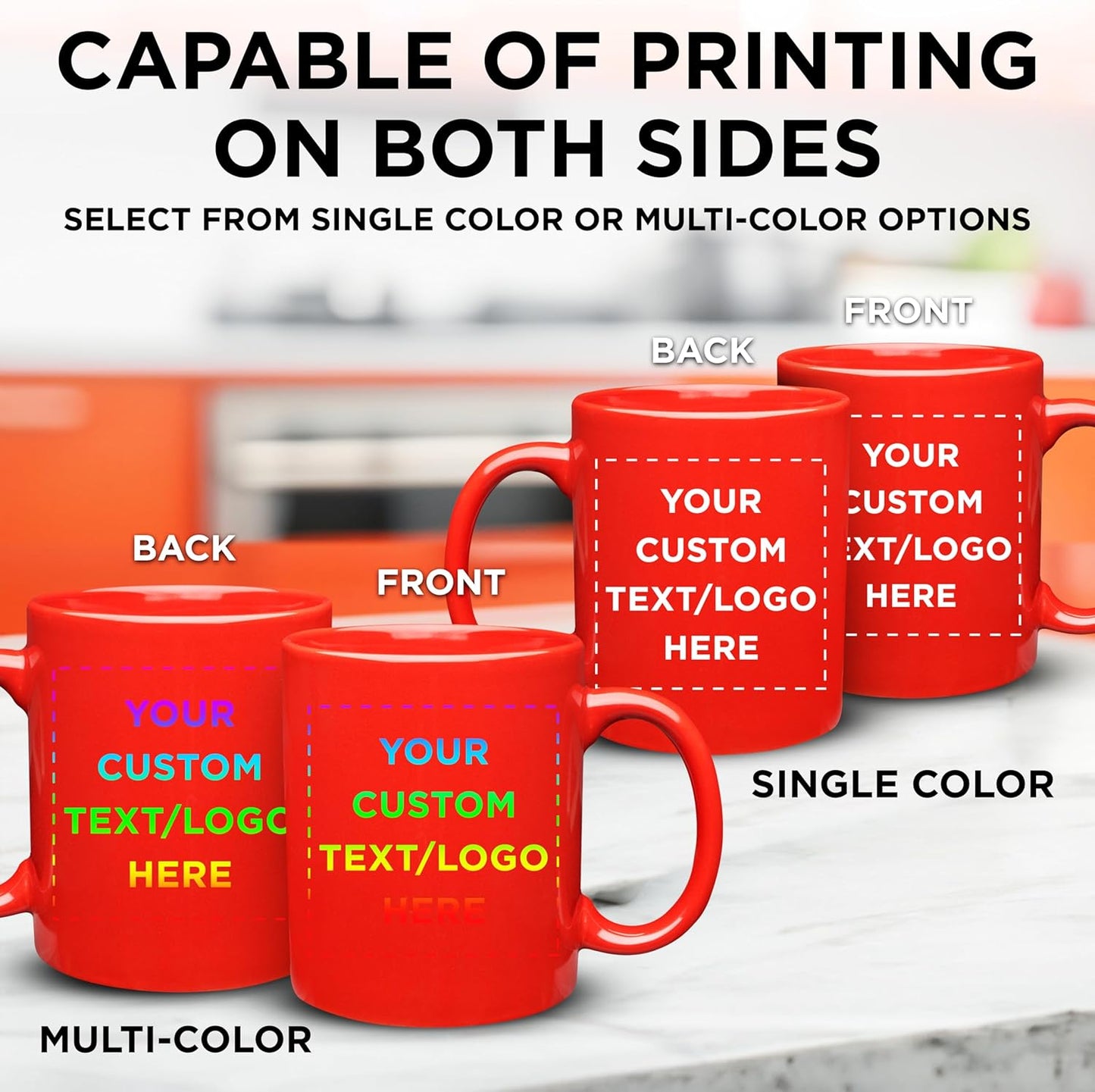 Custom Ceramic Coffee Mugs 11 oz. Set of 50, Personalized Bulk Pack - Coffee cup set, Iced coffee cup, Gaming mug - Red