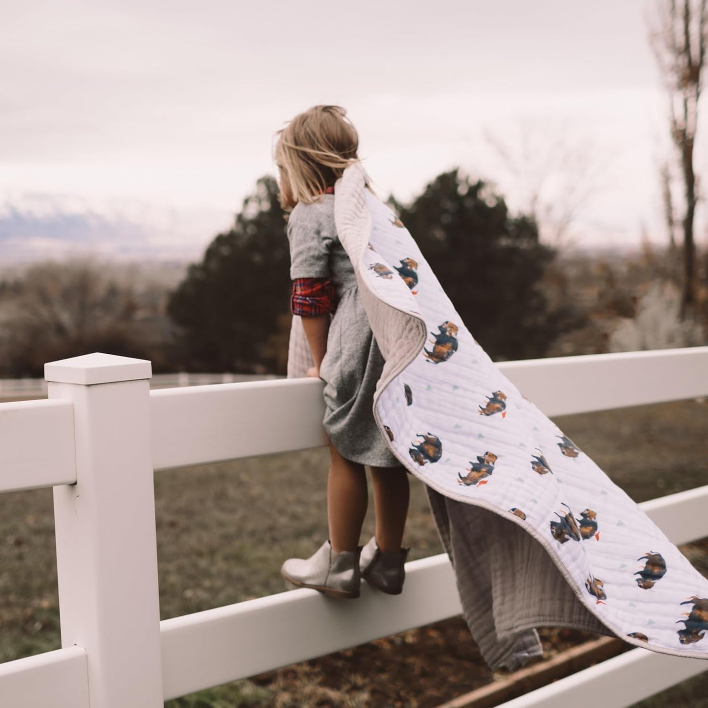 Little Unicorn Original Premium Cotton Quilt | Multi-Layered & Extra-Soft Muslin Fabric |for Babies & Toddlers (Bison)