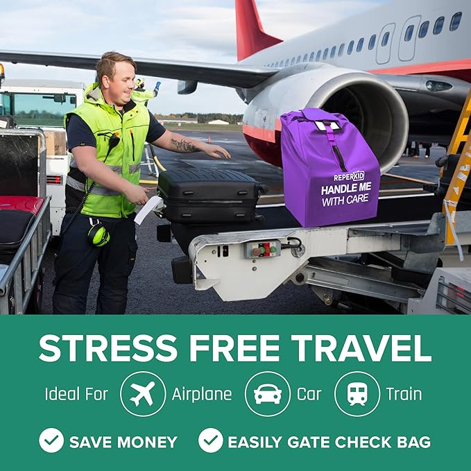 reperkid Premium Car Seat Travel Bag for Airplane - Durable, Universal Fit, Water-Resistant Gate Check Bag with Adjustable Carry Straps - for Safe and Hassle-Free Travel