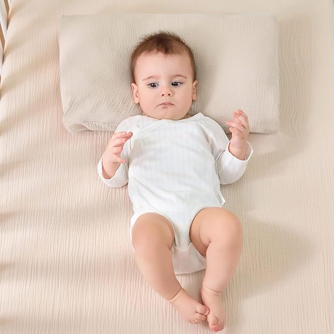 JELLYMONI 2 Pack Muslin Toddler Pillowcase for 13x18 Pillow, 100% Cotton Baby Pillow Case Cover for Bed, Toddler Cot and Travel, Soft & Breathable Baby Kids Envelope Pillowcase, No Pillow