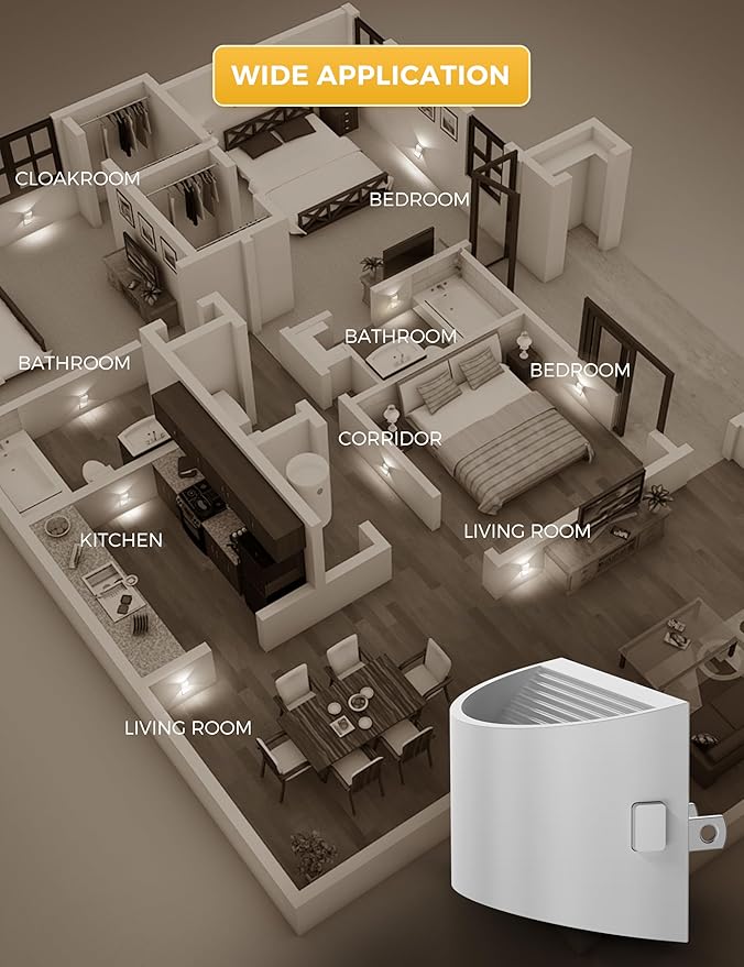 L LOHAS LED Night Lights Plug into Wall, Dimmable Night Light with 3 Level Brightness, 5000K Daylight White, 2 Pack, White Housing