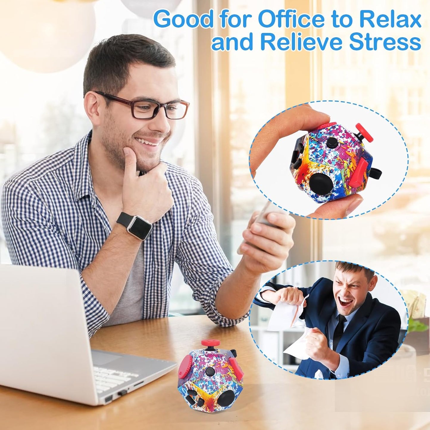 Mini Fidget Toys, Colorful Idea Fidget Dodecagon Toys for Adults and Children Help Relief Stress,Anxiety,ADHD,Autism,Promotes Focus and Relaxing (Colorful Fireworks Patterns)