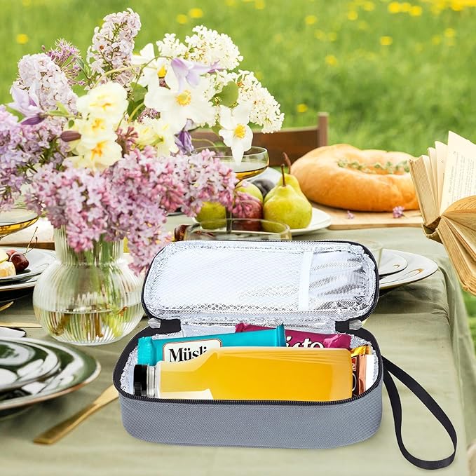 Breastmilk Cooler Bag with Ice Pack, Portable Insulated Breast Milk Storage Cooler Bag, Small Stylish Breastmilk Storage Bag Cooler with Wrist Strap (Grey)