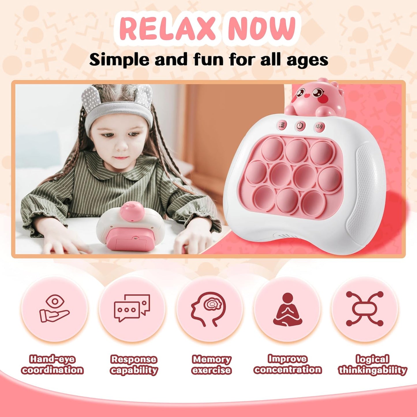 Push Game Console, Handheld Game for Kids 6-8 Years Old, Push Game, Bubble Pressure Glow Game, Autism Sensory Toy, Birthday Gift for Boys, Girls, Teens 8-12 Years Old…