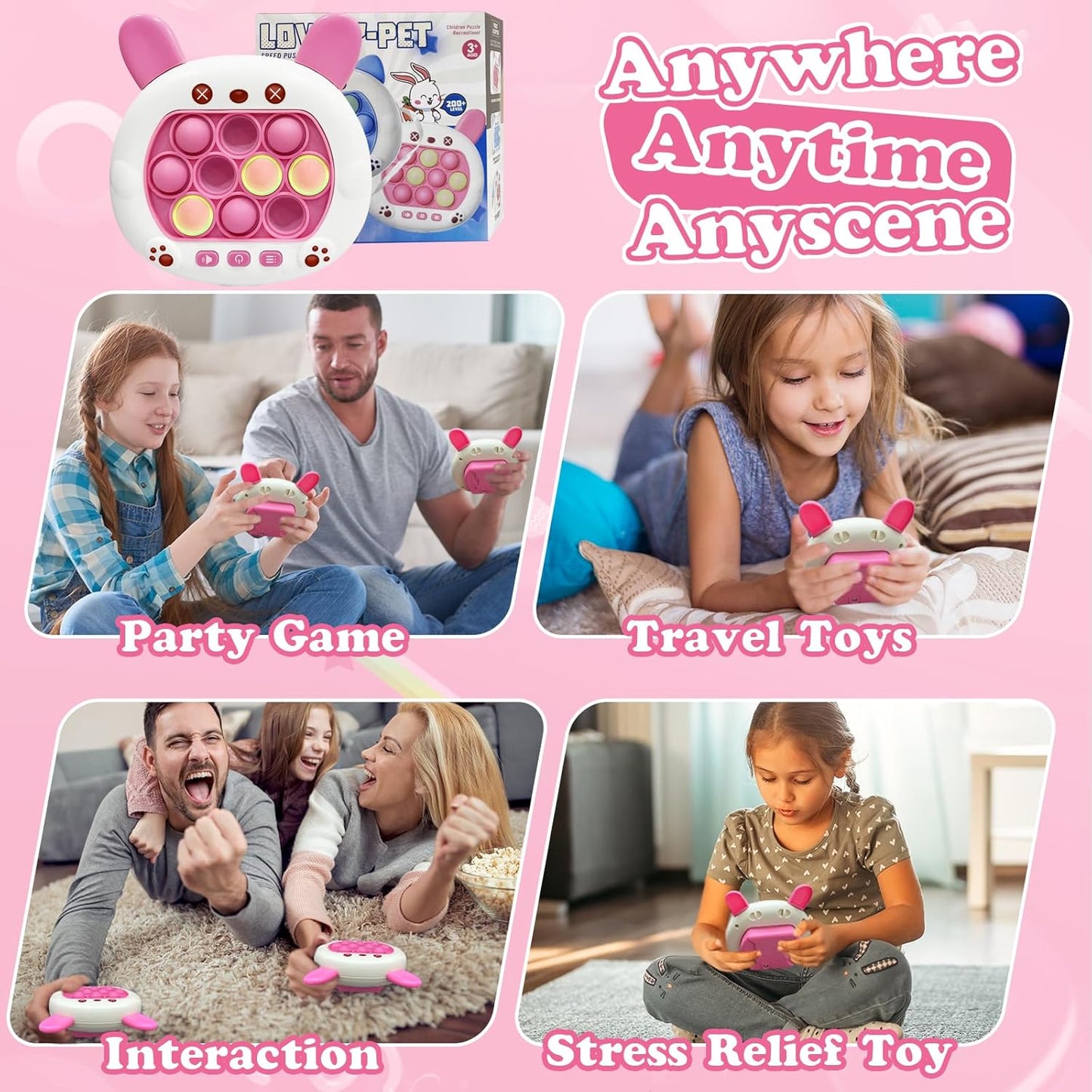 Fast Push Bubble Game - Quick Speed Push Puzzle Game Console Toys Light Up Pop Pro Fidget Games Bubble Stress Relief Handheld Electronic Pop Game for Kids