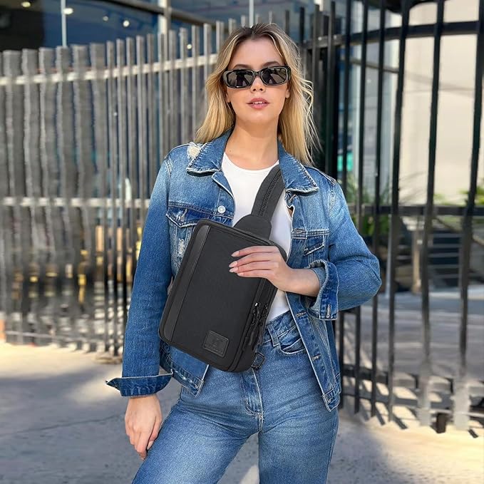 MYHOZEE Sling Bag Crossbody Backpack Purse - 2 in 1 Nylon Cross Body Bag Diaper with Wipes Pouch, Water Bottle Pocket