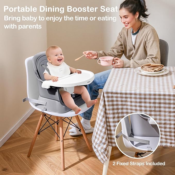 INFANS 9 in 1 High Chair, Convertible Baby Highchair for Babies and Toddlers, Table and Chair Set Building Block Infant Dining Booster Seat, Kids Stool with Activity Children Play Kitchen (Grey)