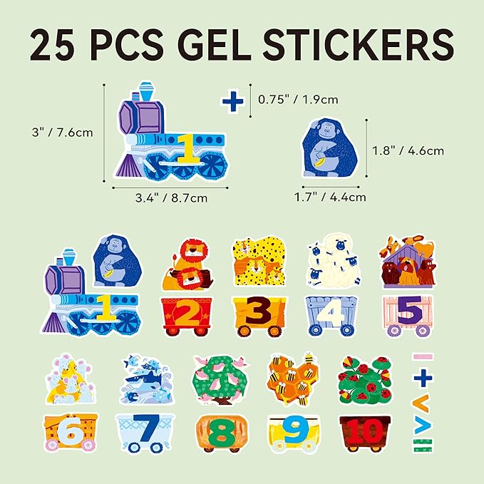 Dotimo 25 PCS Removable Reusable Animal Window Stickers for Toddlers 1-3 - Learn Numbers 1-10 & Math Symbols, Safe & Mess-Free Learning Decor for Home, School, Travel