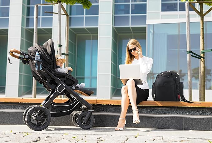 Fisher-Price Large Multi-Pocket Multifunction Kaden Baby Diaper Bag Backpack for Infant Boys & Girls (Black)