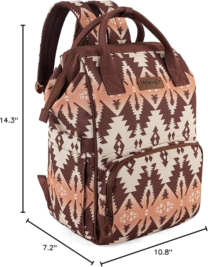 Montana West Wrangler Diaper Bag Backpack Aztec Travel Backpack Purses Western Multi-Function Baby Bags for Mom with Waterproof Insulated Pockets