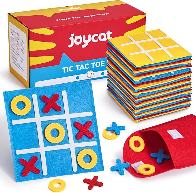 JoyCat Tic Tac Toe Mini Board Game Toy for Kids and Family,Birthday Party Favors,Goody Bag,Fun Indoor Game Night Activity,Gifts for Students,Easy to Store(Bulk Pack of 12)