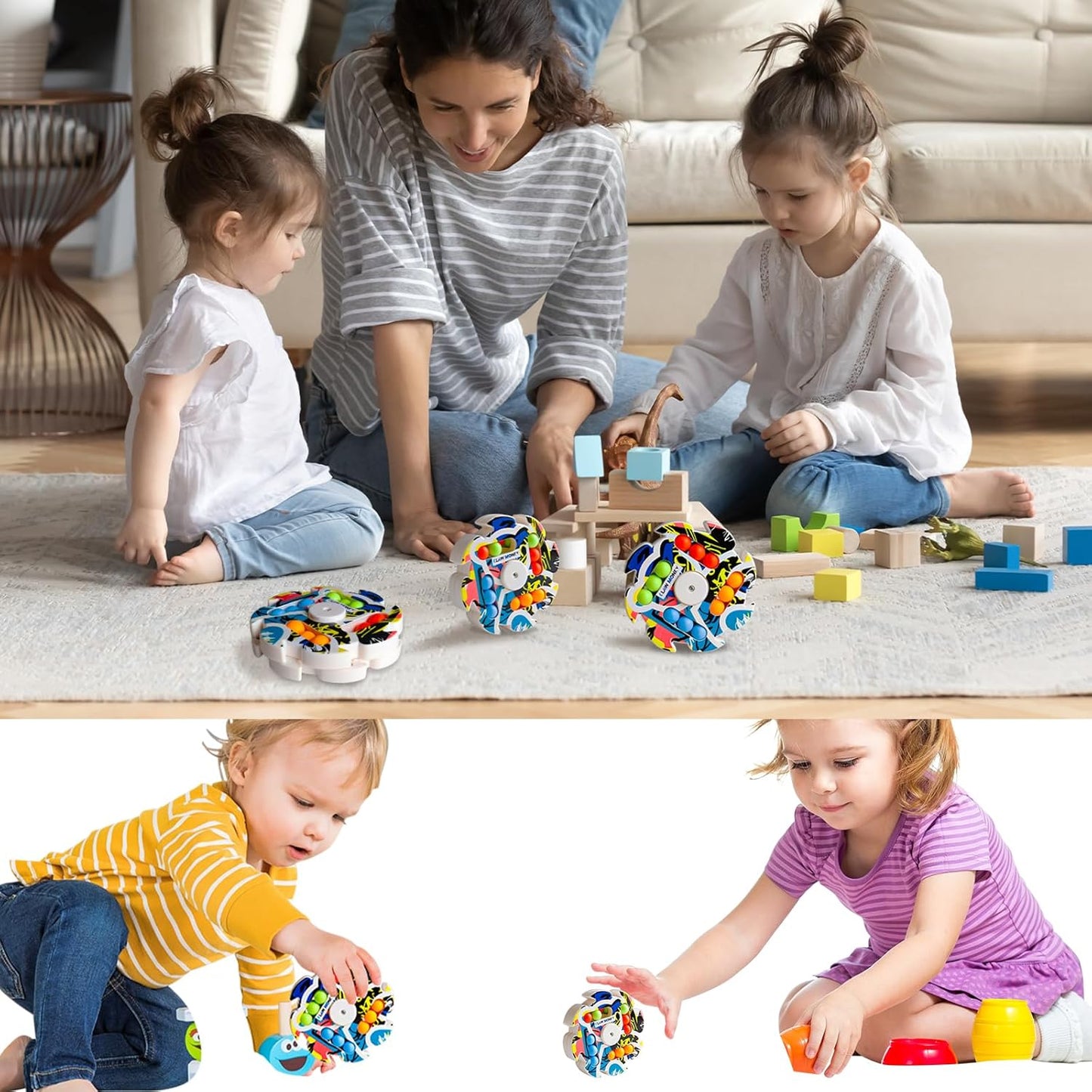 Graffiti Magic Bean Rotating Fidget Spinner Pad - Creative Finger Toy Jigsaw Puzzle Toy, Handheld Spinner Decompression Toy Magic Cube Ball Game, Gift for Kids Age 3 above Birthday Stocking Fillers