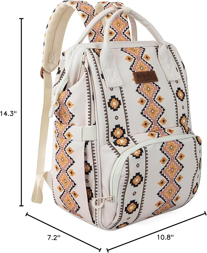 Montana West Wrangler Diaper Bag Backpack Aztec Travel Backpack Purses Western Multi-Function Baby Bags for Mom with Waterproof Insulated Pockets