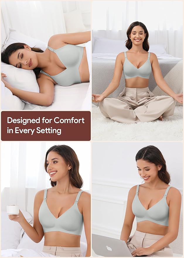 Maternity Nursing Bras Wireless Seamless Ultra-Soft Comfort for Breastfeeding Pregnancy Easy One-Handed Access Sleep Bra