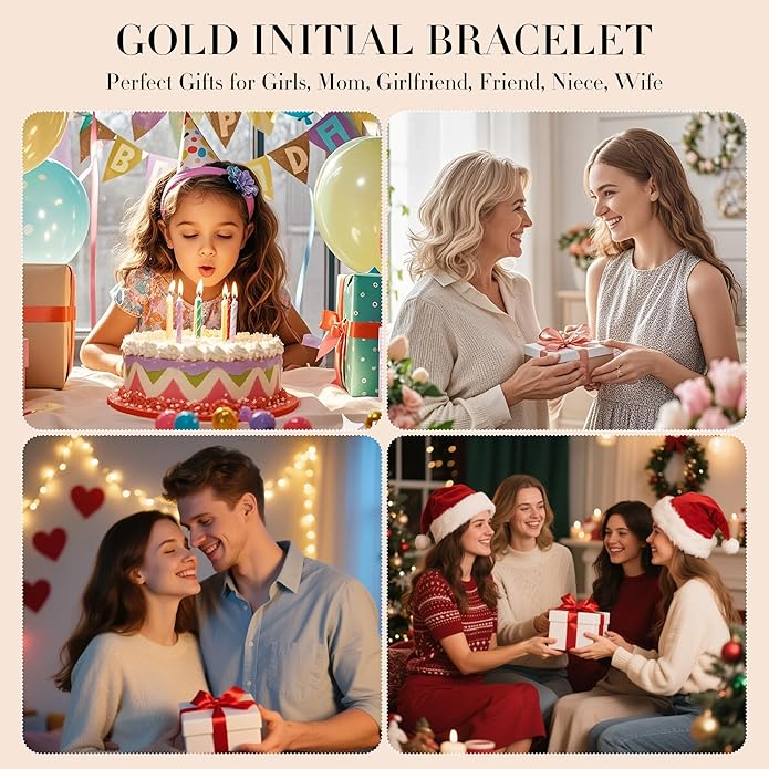 C-leen Gold Initial Bracelets for Women Girls - 18K Gold Plated Flower CZ Initial Bracelet Teen Girl Gifts Trendy Stuff Dainty Gold Bracelets for Women Girls Trendy Jewelry Gifts