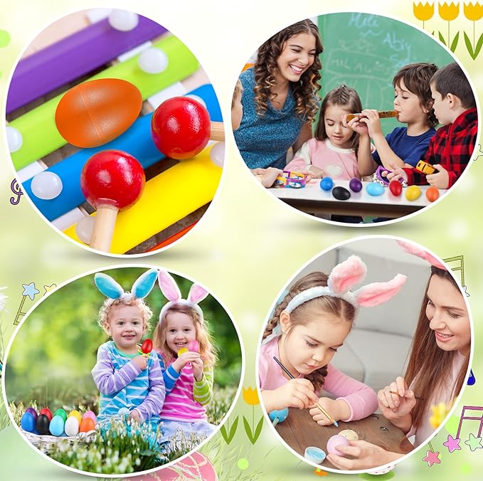 100 Pieces Egg Shakers Musical Instruments Percussion Maracas Egg for Kids Toys Plastic Easter Shaker for Learning DIY Painting, Classroom Music, Rhythm(10 Color)