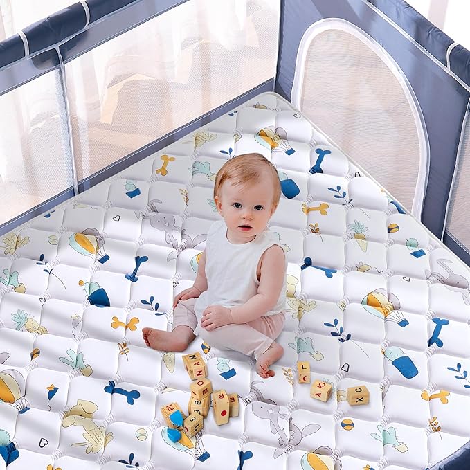 Premium Baby Play Mat 36" X 36", Thicken Foam One-Piece Crawling Mat, Non-Slip Cushioned Baby Playmats for Infants, Babies, Toddlers, Foldable and Machine Washable