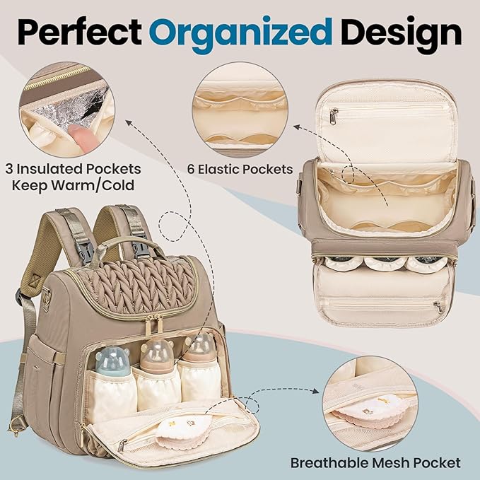 4 in 1 Convertible Diaper Bag Backpack,Waterproof Baby Diaper Bag with Changing Pad,Converts into Baby Tote Bag,Diaper Backpack,Stroller Bag and Crossbody Diaper Bag