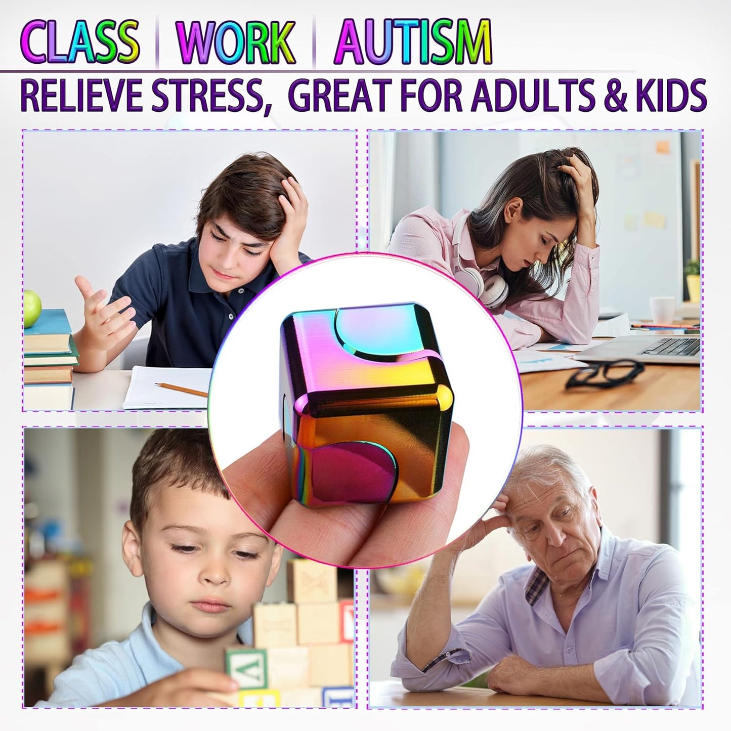 2pc Fidget Spinner Toys Cube Adults, Easter Basket Stuffers for Teens Metal EDC Cool Desk Gadgets Office Toys Small Anxiety Figette Sensory Toy, ADHD Tool Fingears Figet Stress Valentine Gift for Boy