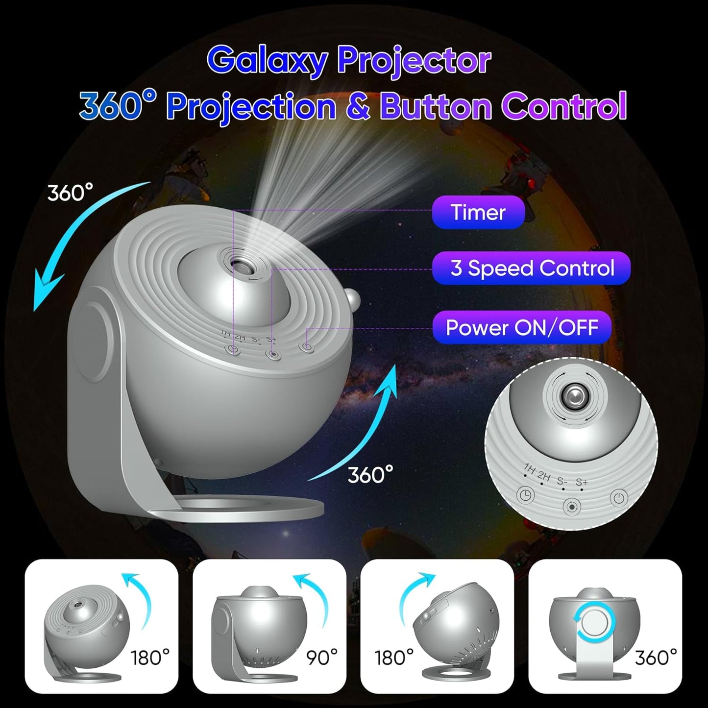 Galaxy Projector for Bedroom,13 in 1 Star Projector with Timer and 3 Button Control 360° Rotating Planetarium Ceiling Night Light Projector for Kids,Adult,Gifts,Ceiling,Bedroom Room Decor