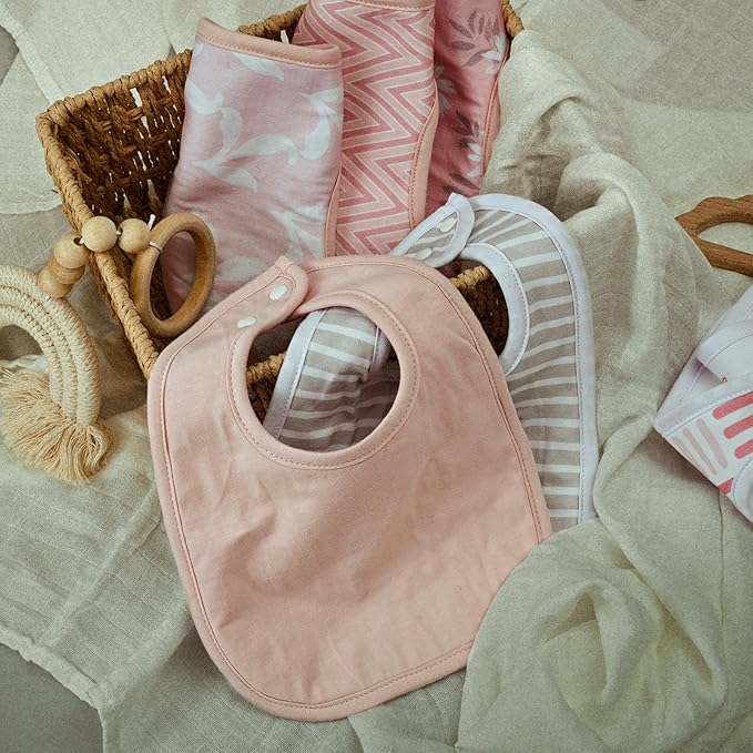 10 Pack Cotton Snap Bibs for Baby Boy Girl, Super Soft Drool Bibs for Teething and Feeding