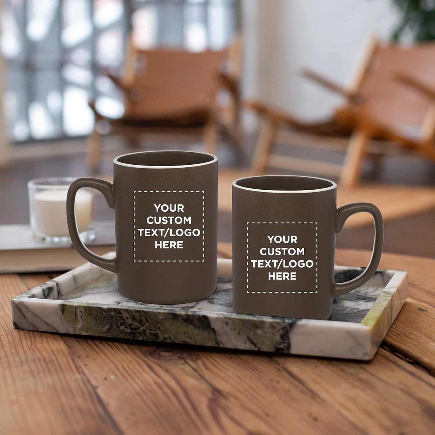 Custom El Grande Matte Ceramic Mugs 20 oz. Set of 36, Personalized Bulk Pack - Perfect for Tea, Espresso, Cappuccino, Hot Cocoa - Dark Brown