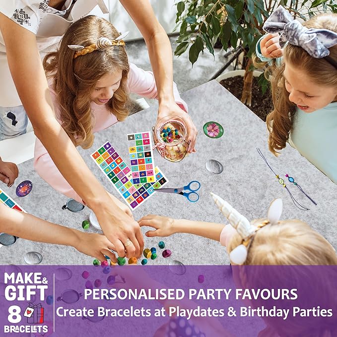 Chalk and Chuckles Bracelets Art and Crafts for Kids | DIY Bracelet Jewelry Kit for Kids Ages 7+ | Creative Gifts for Girls and Boys 7, 8, 9, 10, 11,12 Years | 8 Bracelets | Creative Art