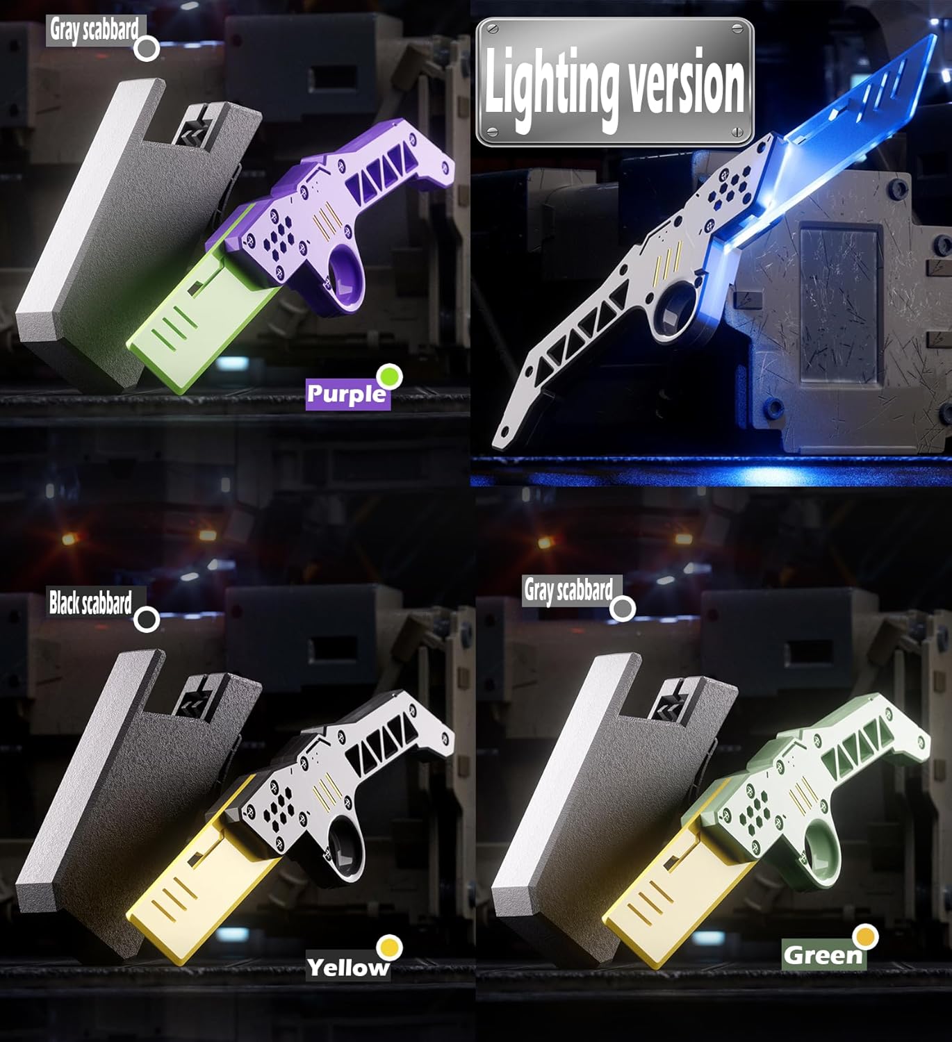 Carrot Radish Catapult Knife- Stress Relief Fidget Toy with Decompression Features - 3D Printed Practice Prop EDC Green Yellow GRYE-N1