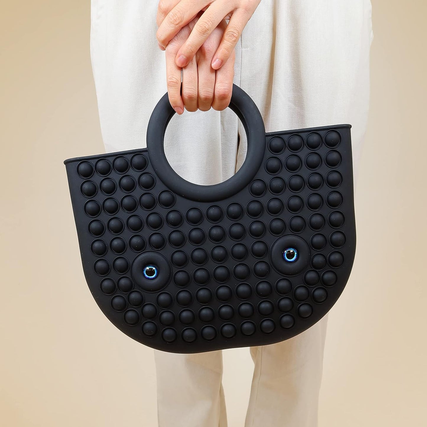 BABANA Fidget Purse for Girls - Bubble Push Pop Bag with Crazy Eyes, Silicone Fidget Handbag Toy for Kids | Birthday, Easter