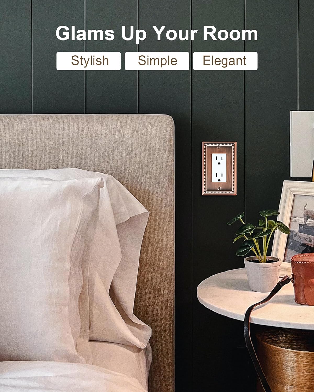 2-Pack Decorator Outlet Cover Plate, Decorative Switch Plates and Outlet Covers, Antique Copper Metal Wall Plates for Electrical Outlets, Receptacle, GFCI Outlet, Dimmer Switch