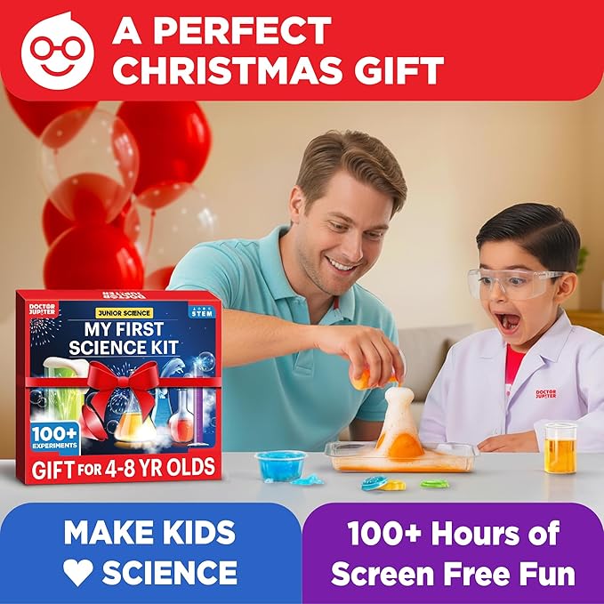 Doctor Jupiter My First Science Kit for Kids Ages 4-5-6-7-8 | Birthday Gift Ideas for 4+ Year Old Boys & Girls | Toy Stem Kit with 100+ Experiments | Learning & Educational Projects