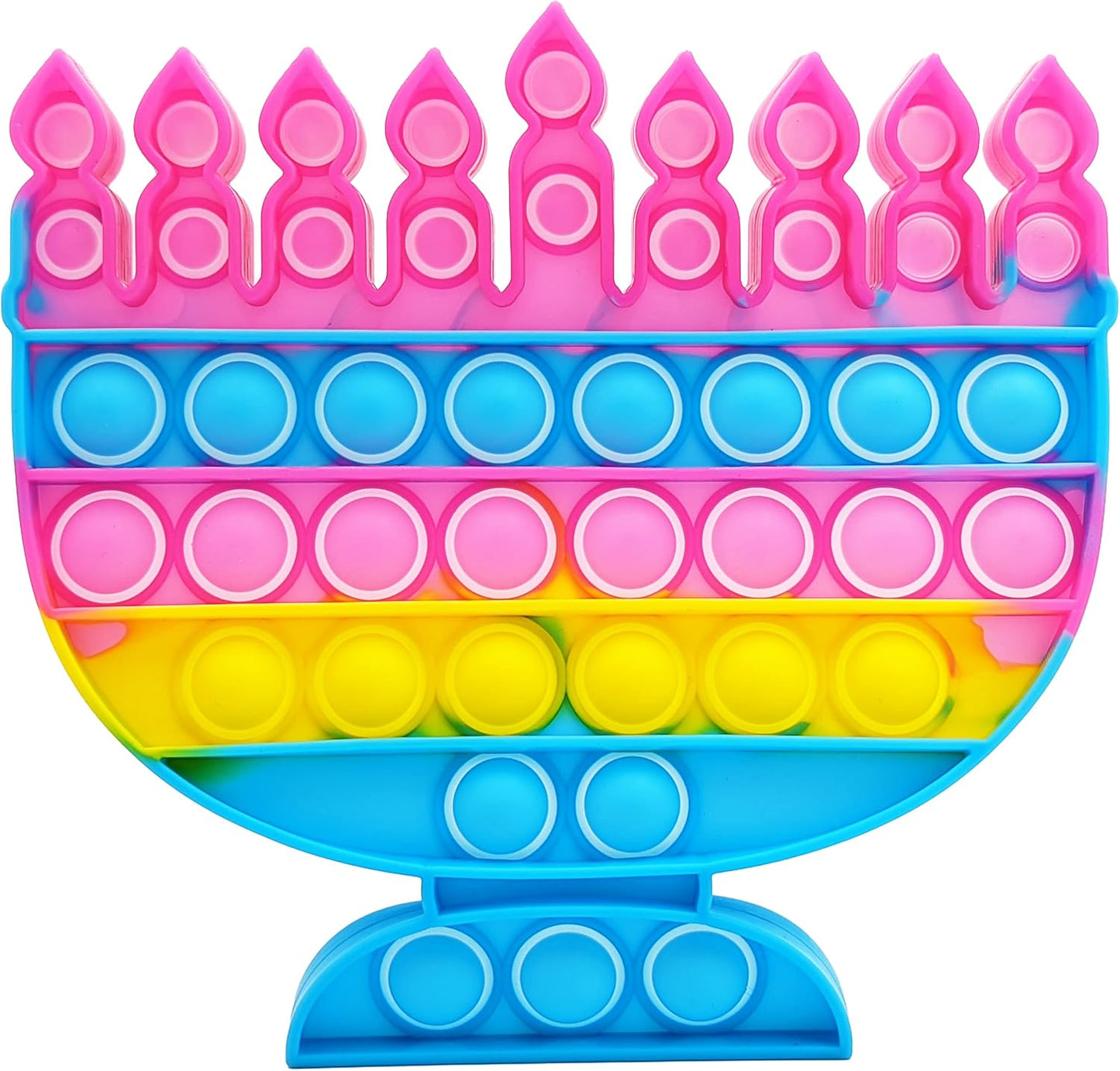The Dreidel Company Hanukkah Silicone Push Bubble Poppers, Dreidel Shape Sensory Stress Reliever, Autism Toy, Anti-Anxiety Toys (Menorah Bubble Popper)