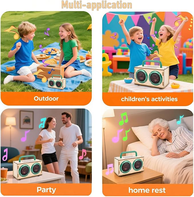 DIY Bluetooth Speaker Kit - STEM Projects for Kids & Adults Age 8-12-16, Build Portable Speaker with LED Light, Science Experiment Electronics Set, Birthday Gifts for 9 10 11 13 14 Year Old Boy & Girl