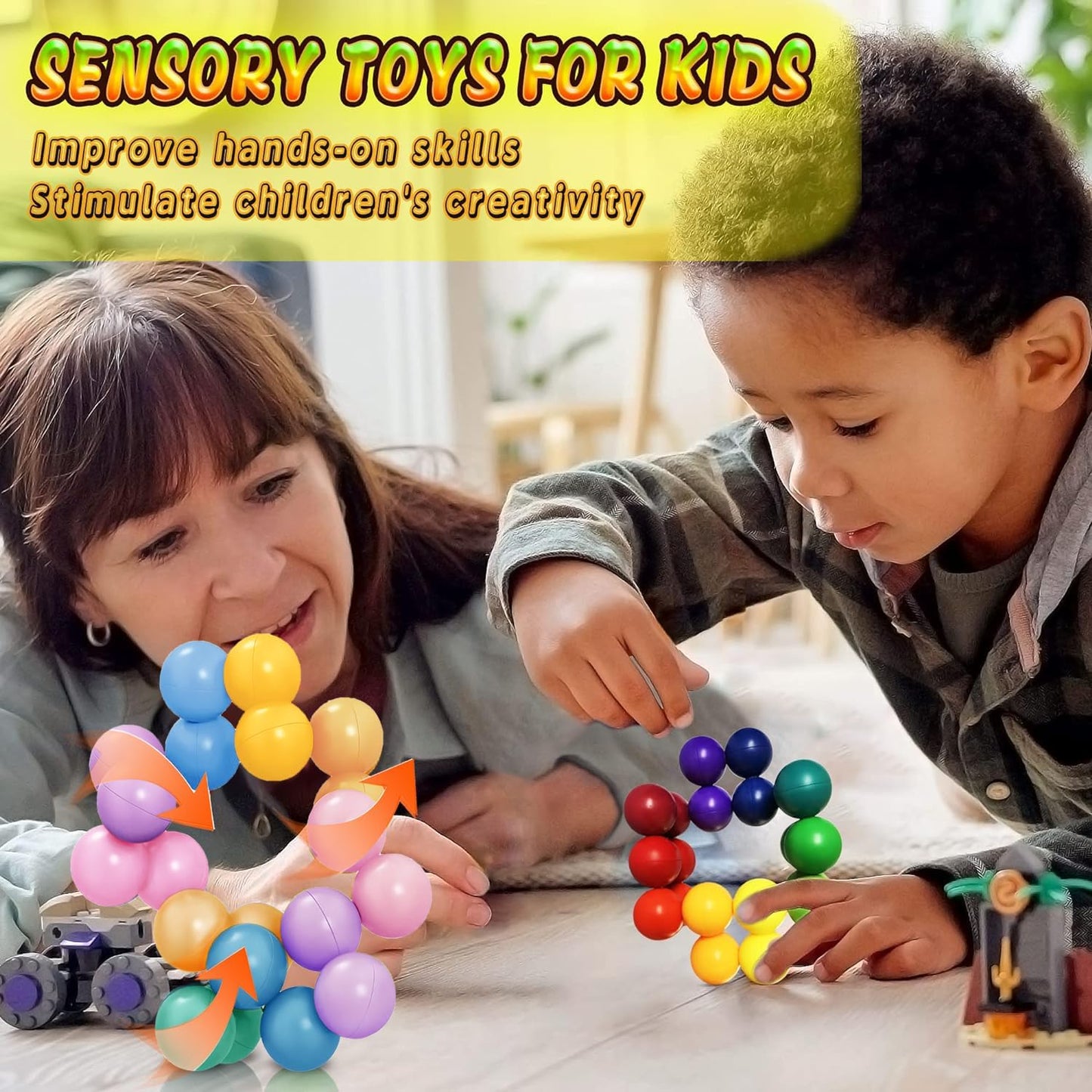 Sensory Fidget Toys for Kids Toddler Boys, Autism Figette Ball Autistic ADHD Cool Desk Toy, Calm Down Travel Airplane Essentials Toys for Age 3-12 Year Old, Stuffers Gift for Kids Teens Girls