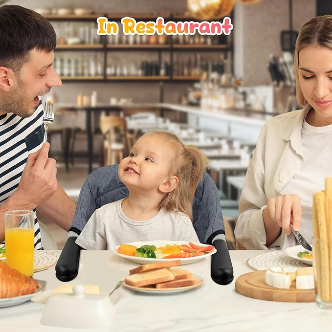 Hook On High Chair - Portable & Foldable Feeding Seat for Babies 6-36 Months, Home & Travel Use with Carry Bag (Grey)