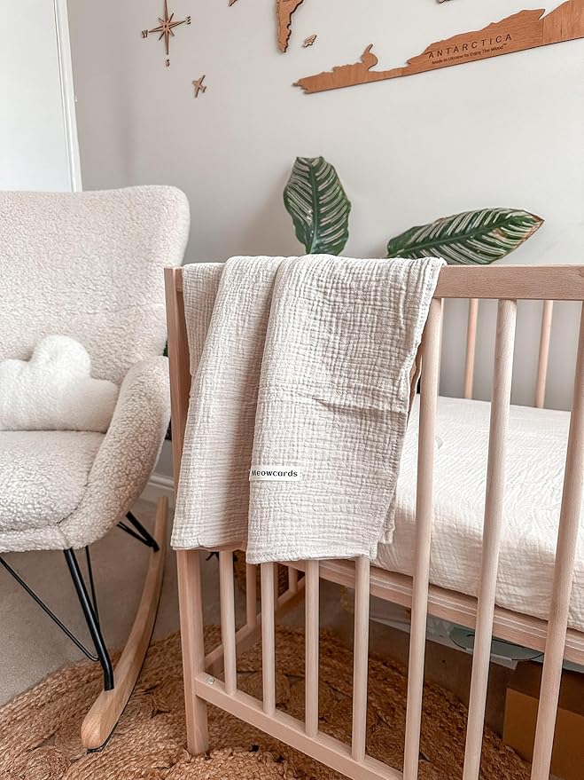 Crib Sheets for Baby Boy Girl 2 Pack, Fitted Crib Mattress Sheet 28" x 52", Muslin Toddler Bedding with Neutral Style, Nursery Bedding Essentials (Brick & Leaf)