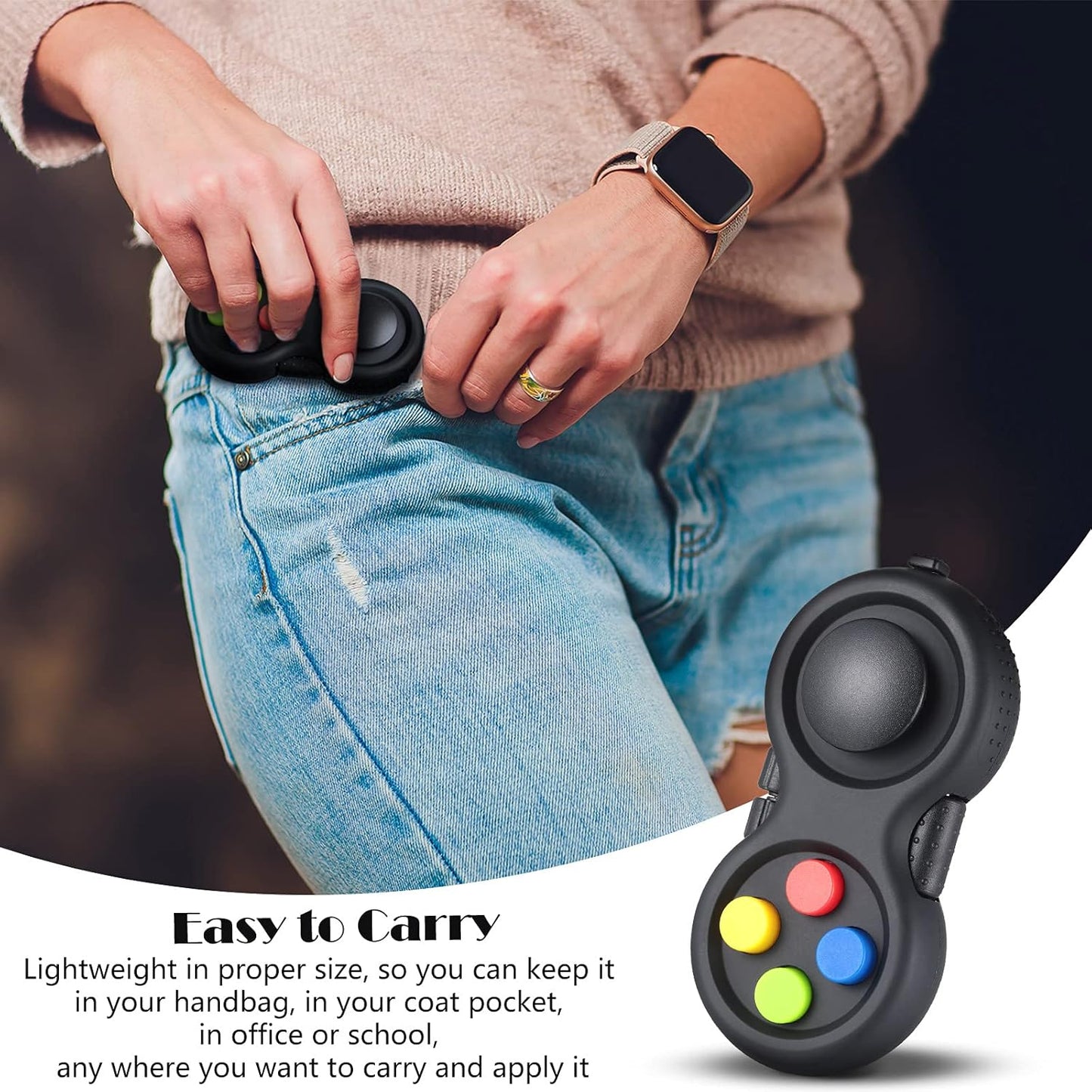 Skylety 6 Pieces Cam Fidget Pad Controller Relieve Anxiety Handheld Mini Handheld Fidget Pad Fidget Controller Stress Reducer for Adult Relieve Stress(Simple Colors)