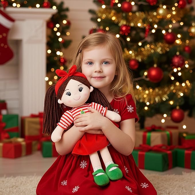 June Garden Personalized Doll Nora - Soft Cuddly Plush Doll Gift for Girls - Huggable Rag Doll Customized Name and Size