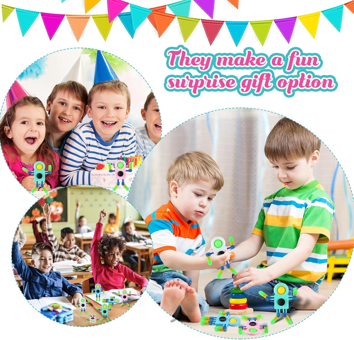 72 Pcs Glow in The Dark Fidget Sensory Spinner Toys Transformable Chain Robot Fingertip Toy Sensory for Anxiety, Stress Relief ADHD Autism Pinata Goodie Bag Stuffers