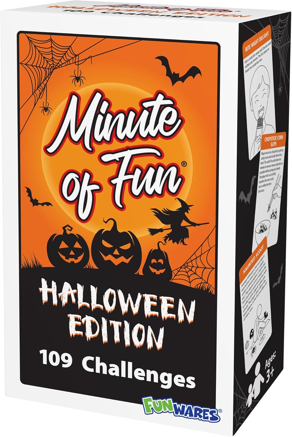 Funwares Minute of Fun Game - Minute to Win It Games for Kids, Adults, Teens, Families, Game Night, Gift for Home, Birthdays, or Travel. 2-12 Players! Halloween Edition - 100 Challenges