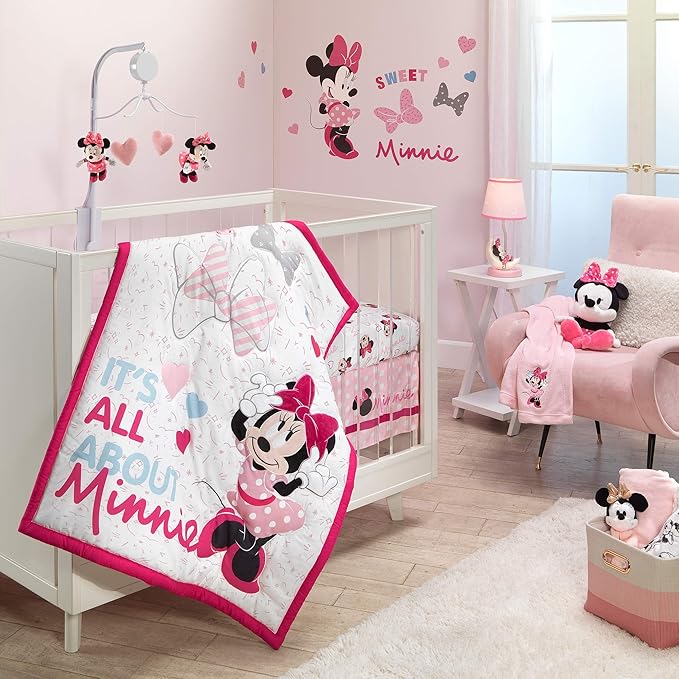 Lambs & Ivy Disney Baby Minnie Mouse Love Pink Musical Baby Crib Mobile Soother
