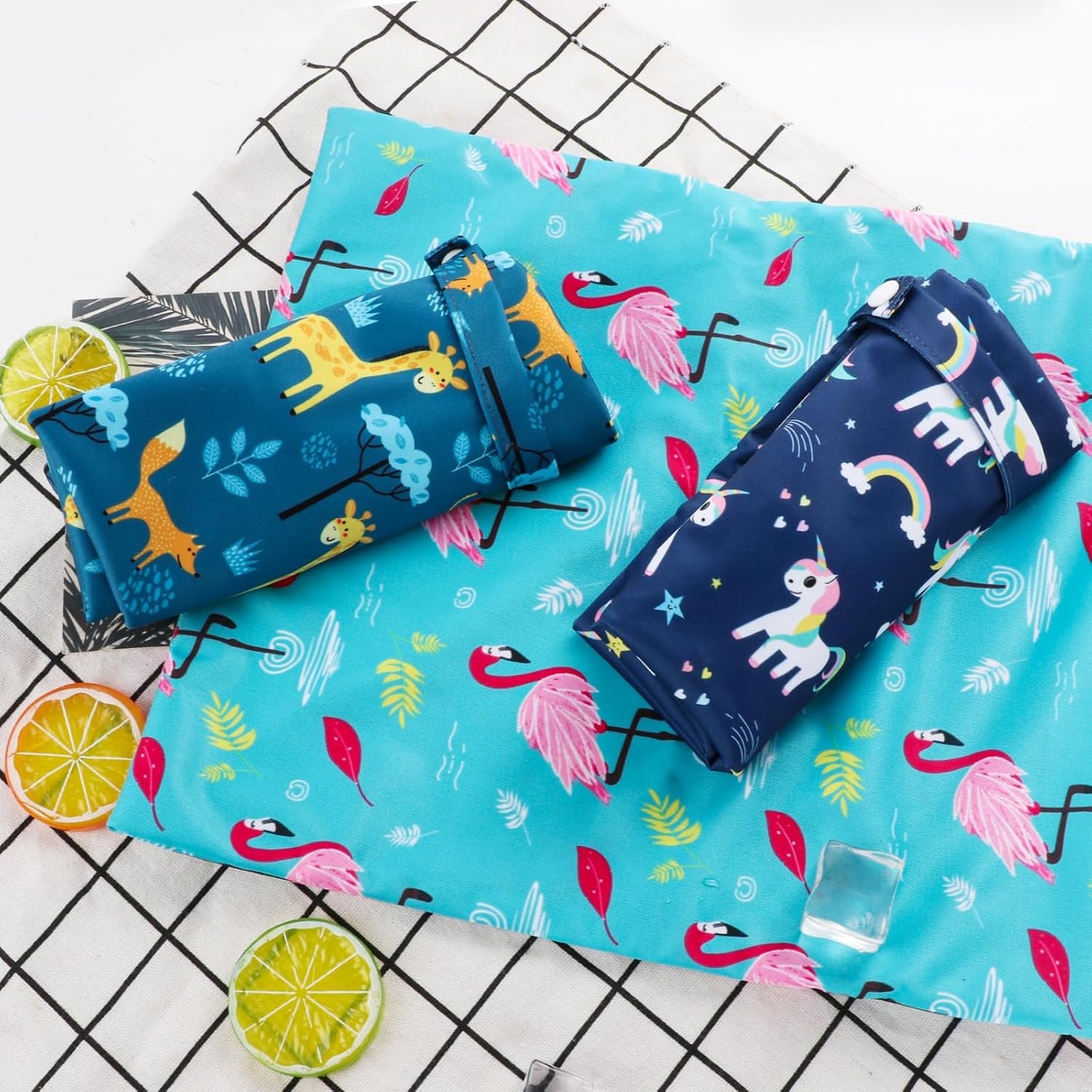 Angel Love Wet Bags for Baby, 3 Pack Wet Dry Bags for Baby Cloth Diaper, Wet Bathing Suit Bag Waterproof with Two Zippered Pockets, Washable Wet Bag for Swimsuit Travel Beach Pool Gym for Wet Clothes