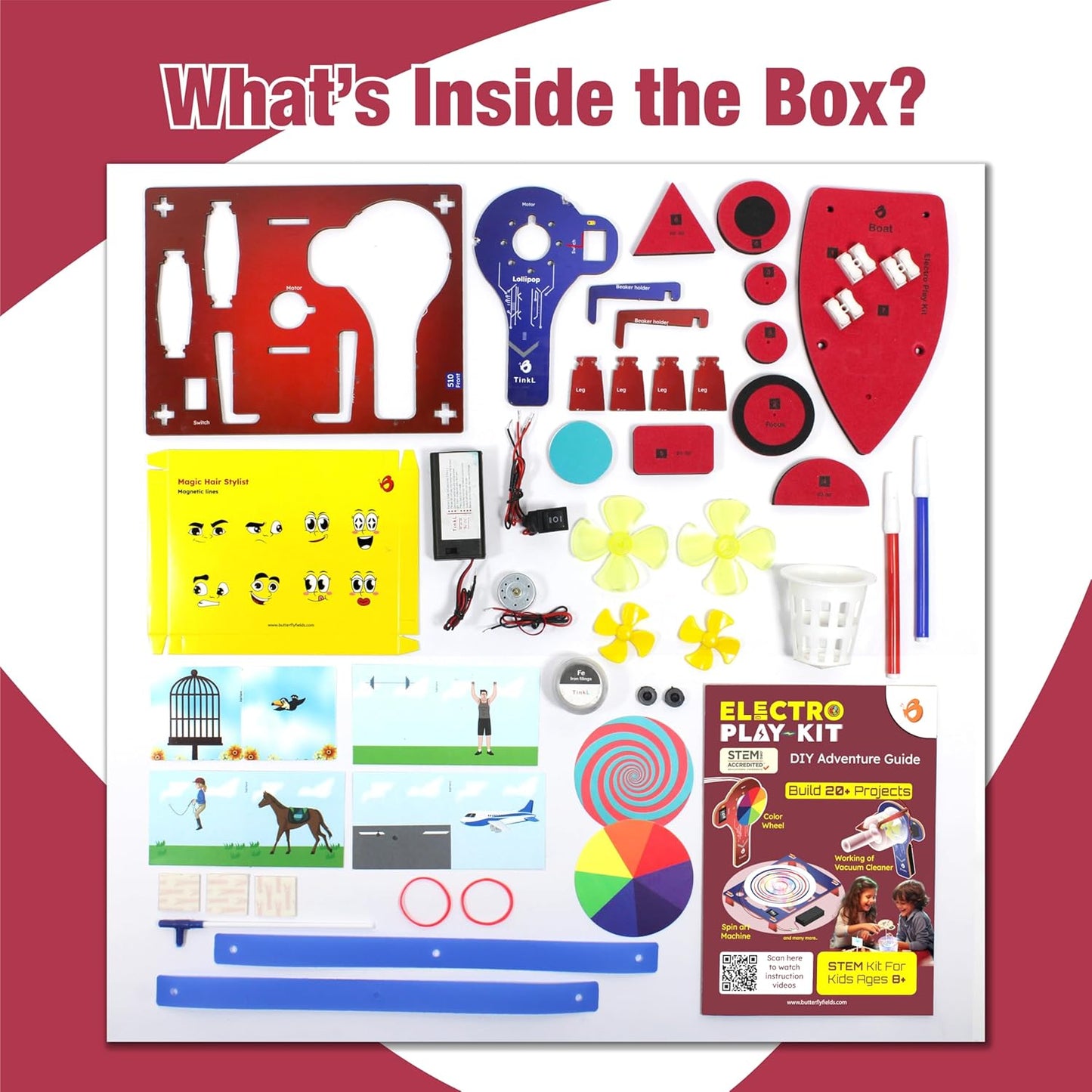 Butterfly EduFields STEM Kit for Kids Ages 6-12 | Build 20+ Motor Machines & DIY Engineering Projects | Science Gift for Boys & Girls | Robotics & Learning Toy