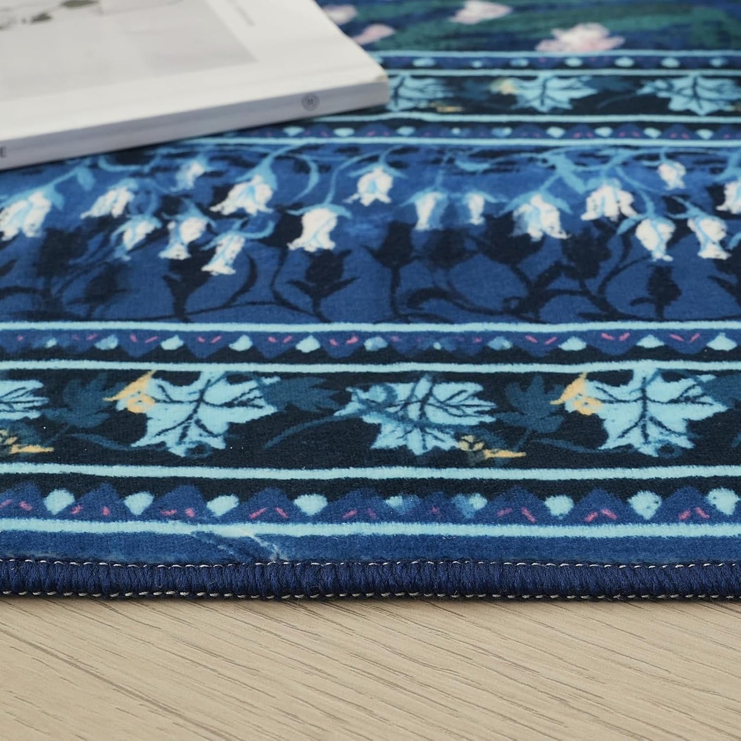 2x3 Rug Impressionist-Style Vintage Indoor Door Mat Machine Washable Small Area Rug Non-Slip Low Pile Throw Rugs for Entryway Kitchen Front Door Indoor Entrance Entry Kids Room, Blue