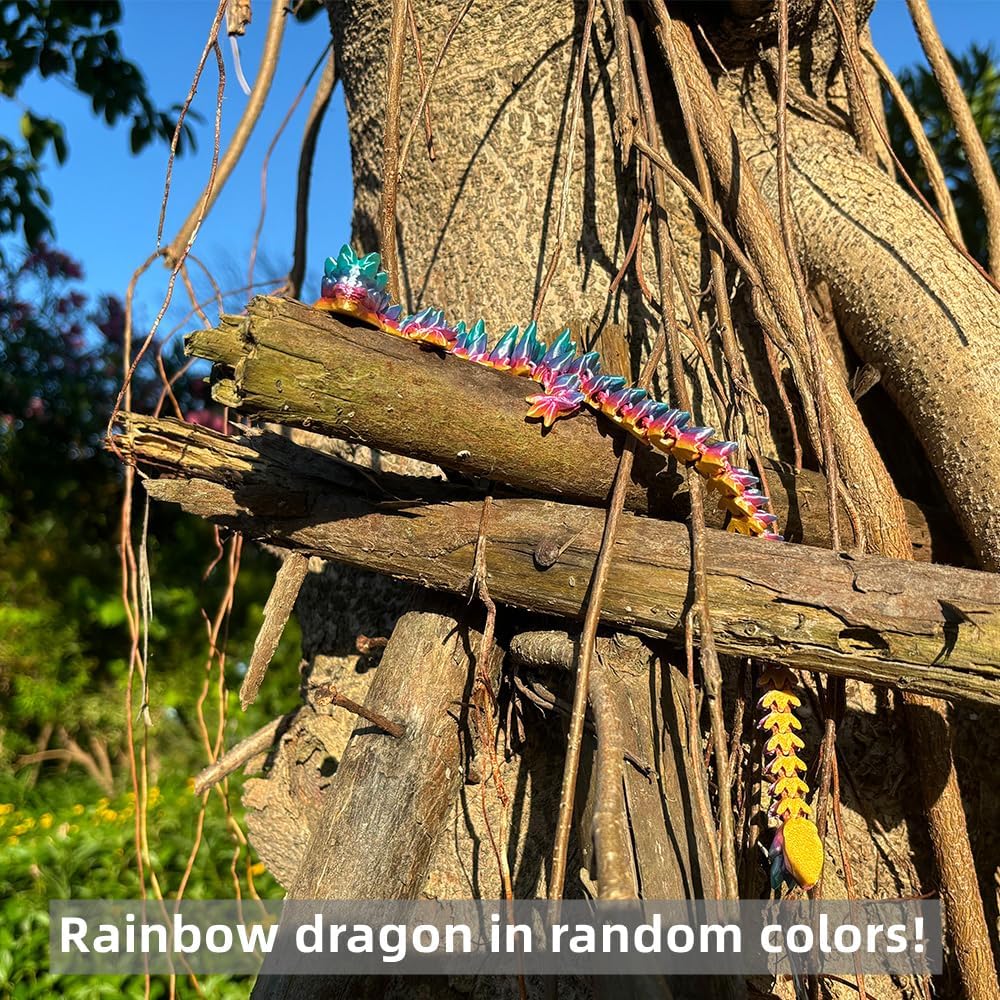 3D Printed Dragon 12inch Gemstone Dragon Dinosaur Christmas Fidget Toy Gifts for Adults Easter Basket Stuffers(12" gem Dragon)