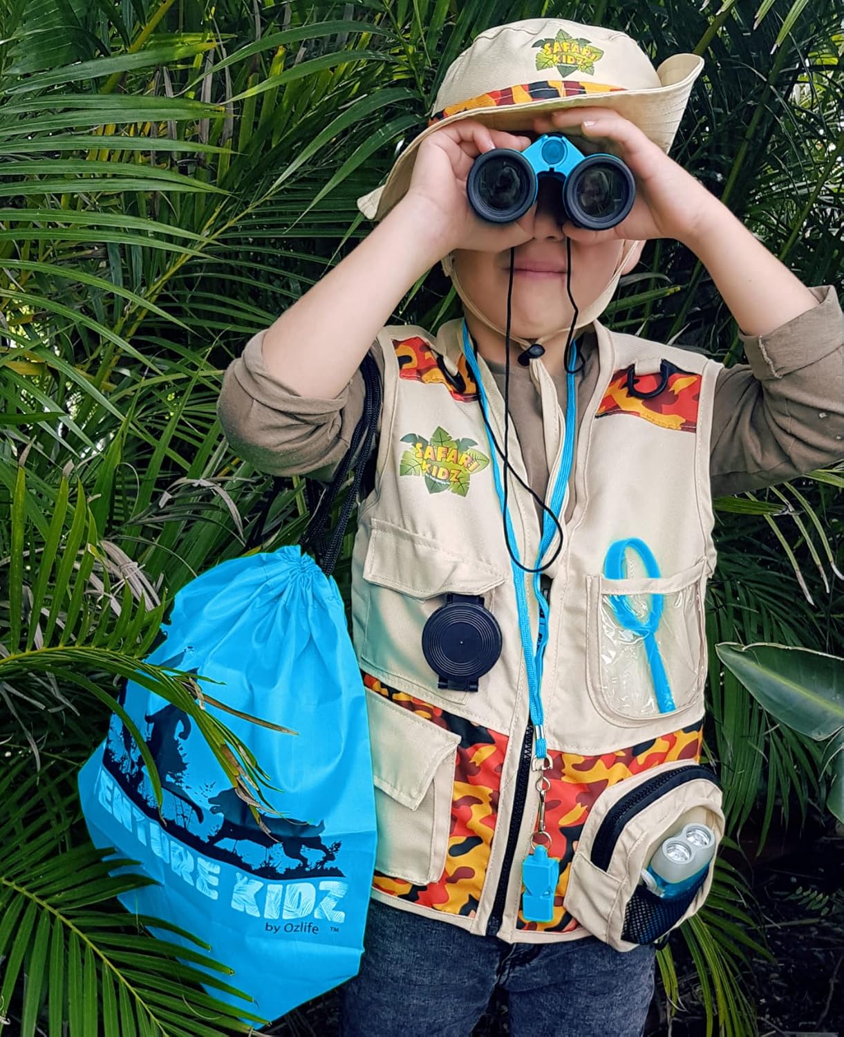 Adventure Kidz - Outdoor Exploration Kit, Children’s Toy Binoculars, Torch, Compass, Whistle, Magnifying Glass, Backpack. Great Kids Gift Set for Camping, Hiking, Educational and Pretend Play.