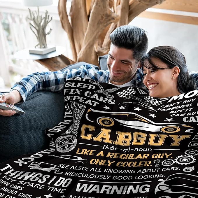 Car Guys Gifts for Men, Blanket Gifts for Dad on Fathers Day, Birthday for Son Grandpa Boys, Soft Thrown Blanket 50" X 60"