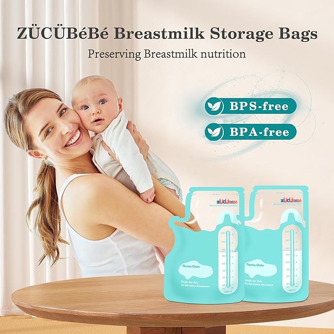 Breastmilk Storage Bags(50 Count),8oz Milk Storage Bags for Breastfeeding,BPA Free with Easy Pour Spout, Self Standing, for Refrigeration and Freezing Blue